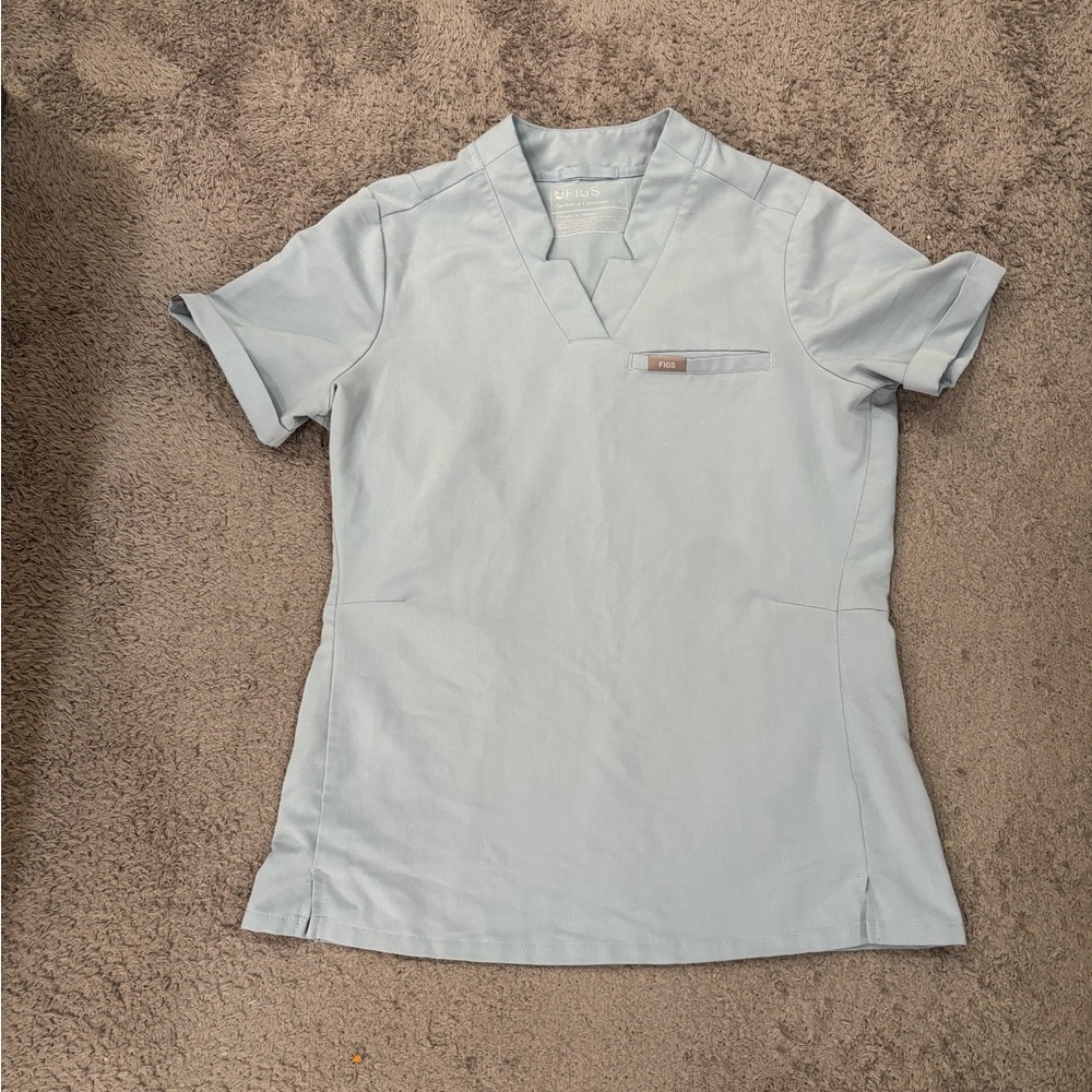 Small FIGS Light Blue Scrub Top